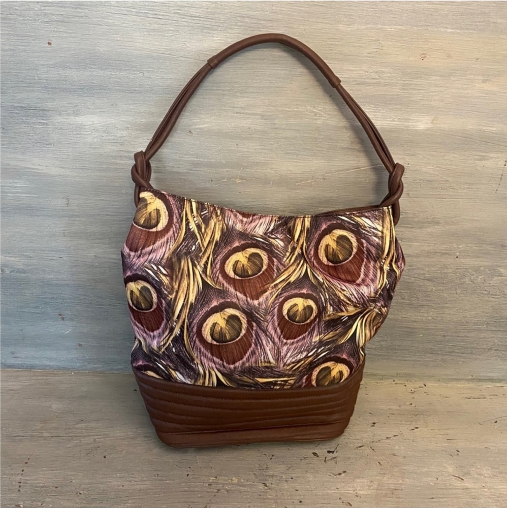 SHARIF LARGE PURSE PEACOCK  FEATHER PRINT - Picture 2 of 9